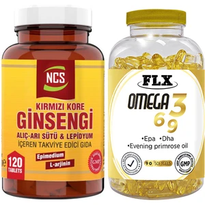 Korean Red Ginseng 120 Tablet ve Flx Omega 3-6-9 90 Tablet