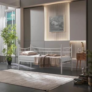 Daily Daybed Tek Kişilik Sedir Divan Metal Karyola Beyaz