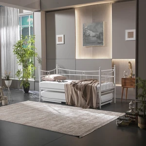 Daily Yavrulu Karyola Daybed Tek-Çift Kişilik Metal Karyola Beyaz 