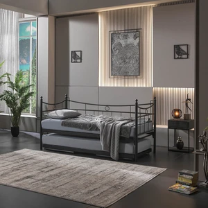 Daily Yavrulu Karyola Daybed Tek-Çift Kişilik Metal Karyola Siyah