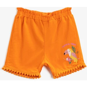 Kuş Baskılı Şort Pamuklu