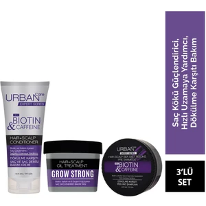 Urban Care Expert Grow Strong Bakım Yağı 240 ml + Caffeine Saç ve Saç Derisi Kremi 200 ml + Expert Biotin Caffeine Peeling Şuan 200 ml 3'lü Set