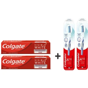 Visible White Maksimum Beyazlık Diş Macunu 75 ml 2 Adet + 2 Adet Diş Fırçası Slim Soft