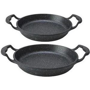 2'li Gri Oval Döküm Sahan Set 16 -  20 cm