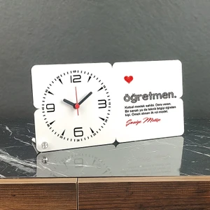 Öğretmen Tanımlayıcı Ahşap Masa Saati