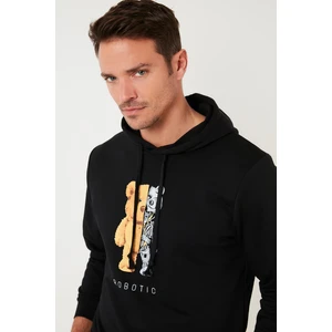 Baskı Detaylı Pamuklu Kapüşonlu Slim Fit Sweat Erkek Sweat 5905236