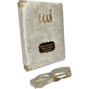 Tesbih Yasin Dünyası Inci Tesbihli Kadife Yasin 10 Adet Set - Krem