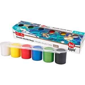 Red Apple  Metalik Akrilik Boya 6 Renk x 25 ml