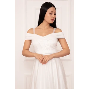 Jessia 13278  Askılı Simli Tül Uzun Elbise