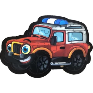 Farbu Oyuncak Polis Jeep 17 Pcs Eğitici Ahşap Puzzle FBP01