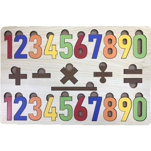 Farbu Oyuncak Renkli Sayılar Işlemler 27 Pcs Eğitici Ahşap Puzzle FBP12