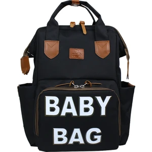 Monaco Baby Bag Anne Bebek Bakım Sırt Çantası-Beyaz Baskı