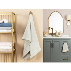 Madame Coco Maynor Bordürü Floşlu Banyo Havlusu - Açık Gri - 70x140 Cm
