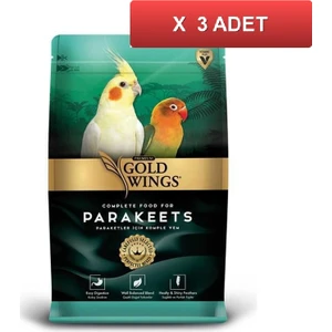 Gold Wings Premium Paraket Tropikal Kuş Yemi 1 kg 3 Paket