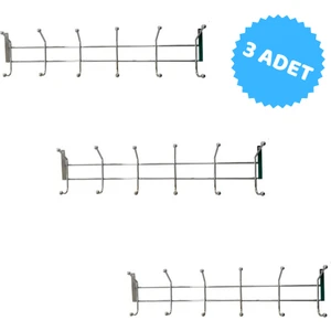 3 Adet, Uçar Metal, Duvar Tipi Askı, Duvar Askısı, Krom Askı, 12 Topçuklu