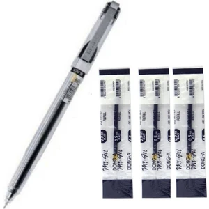 Dong-a Siyah 0.5mm Ince Iğne Uçlu Jel Kalem 1 Adet ve Kalem Yedeği 3 Adet