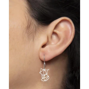 Silver And Silver 925 Ayar Gümüş Beyaz Sallantılı Origami Tilki Küpe