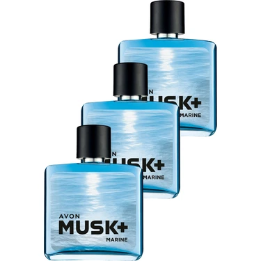 Avon Musk Marine Erkek EDT Parfüm 75 ml Üçlü Set Odunsu Koku ile Ferah ve
