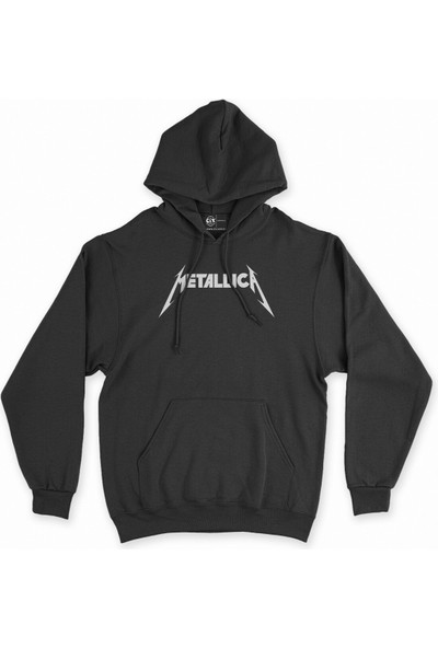 Cix Cix Metallica Logolu Siyah Kapşonlu Sweatshirt Hoodie