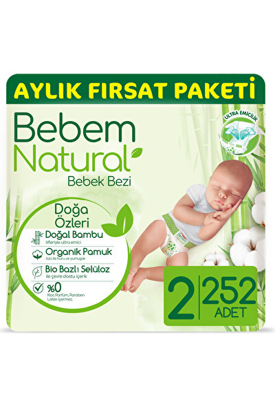 Bebem Natural Bebek Bezi 2 Beden Mini Aylık Fırsat Paketi 252 Adet