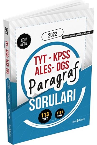 Tercih Akademi Yayınları 2022 TYT - KPSS - DGS Paragraf Soru Bankası