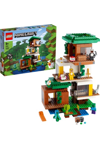 LEGO® Minecraft™ Modern Ağaç Ev 21174 - Minecraft Oynayan Çocuklar için Eğlenceli bir Oyuncak Yapım Seti (909 Parça)