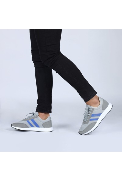JUMP 26396 Açık Gri - Mavi Erkek Günlük Rahat Yürüyüş Koşu Sneaker Spor Ayakkabı