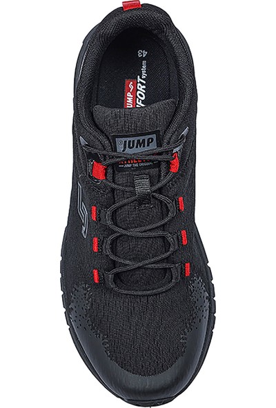 JUMP 26402 Siyah - Koyu Gri - Kırmızı Erkek Günlük Rahat Yürüyüş Koşu Sneaker Spor Ayakkabı