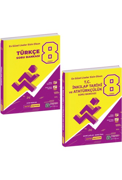 Matsev Yayıncılık 8. Sınıf Türkçe Soru Bankası + 8. Sınıf Inkılap Tarihi ve Atatürkçülük Soru Bankası