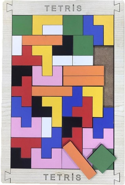Farbu Oyuncak Renkli Tetris 40 Pcs Eğitici Ahşap Puzzle FBP13