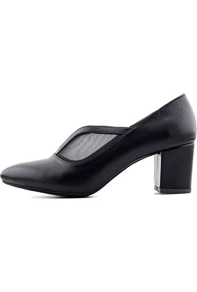 Demirtaş 522 Kadın Siyah 6 cm Topuk Günlük Fileli Ayakkabı