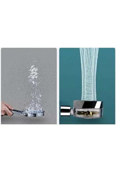 Armilla Armatür Turbo Duş Başlığı Basınçlı Yağmurlama Stop Düğmeli Renkli Pervaneli Su Tasarruflu Banyo Duş Alosu Banyo Turbo Duş Başlığı