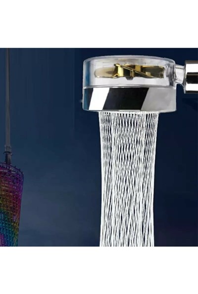 Armilla Armatür Turbo Duş Başlığı Basınçlı Yağmurlama Stop Düğmeli Renkli Pervaneli Su Tasarruflu Banyo Duş Alosu Banyo Turbo Duş Başlığı