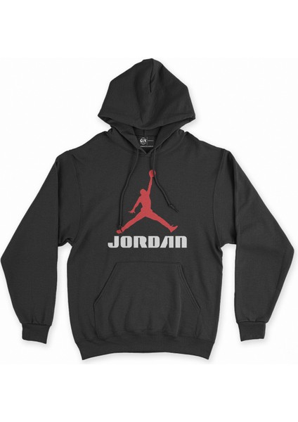 Cix Kırmızı Jordan Air Siyah Kapşonlu Sweatshirt Hoodie