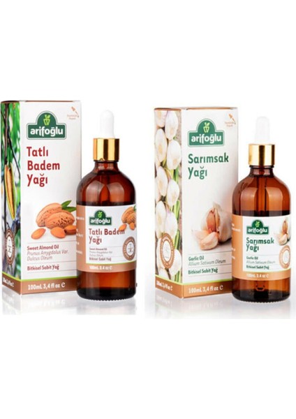 2 Li Set Arifoğlu Tatlı Badem Yağı 100 Ml-Sarımsak Yağı 100 Ml.