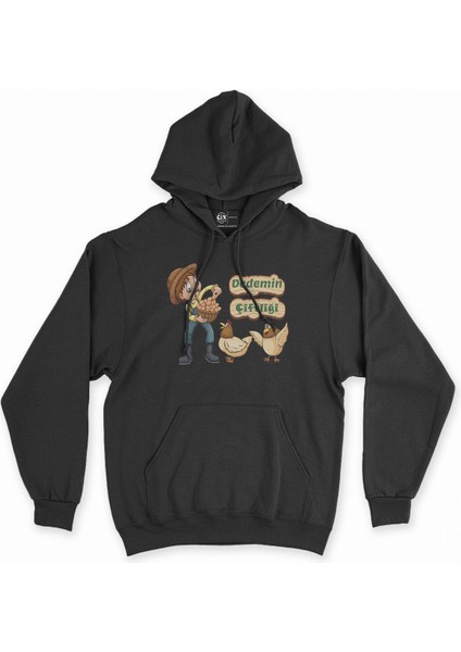 Cix Dedemin Çiftliği Siyah Kapşonlu Sweatshirt Hoodie
