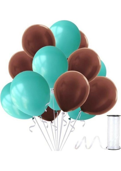 Kahverengi Su Yeşili Metalik Balon 25 Adet