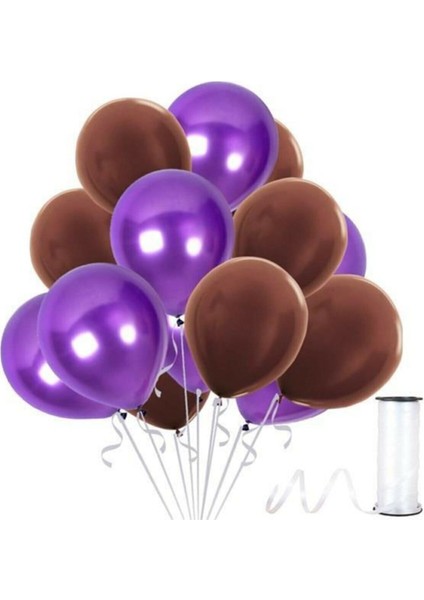 Kahverengi Mor Metalik Balon 30 Adet
