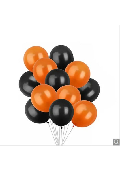 Siyah Turuncu Metalik Balon 100 Adet+ 5 mt Balon Zinciri