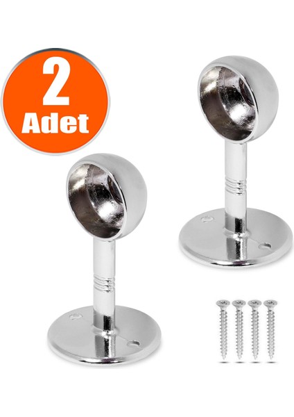Oval Boru Askı Flanşı Yuvarlak Kapalı Ağız Dolap İçi Elbise Askı Aparatı Elemanı (2 Adet)