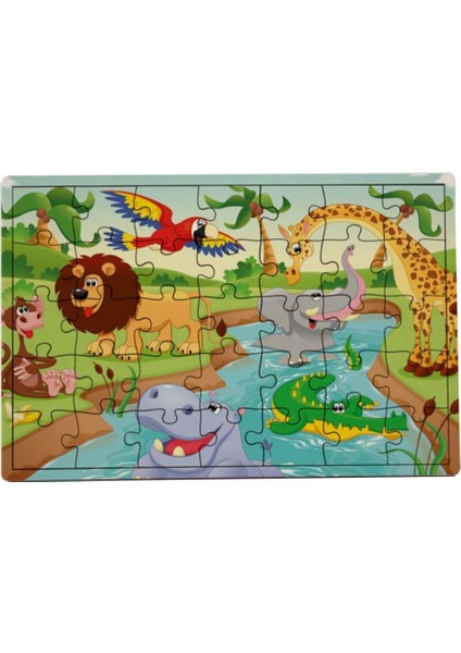 Woody Life Woodylife Nehir Yüzen Hayvanlar 35 Parça Puzzle Yapboz Eğitici Çocuk Oyuncak