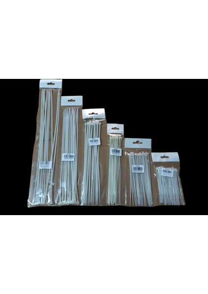 (6 Boy) Plastik Kelepçe Kablo Bağı Cırtlı Kelepçe 10 Cm+15 Cm+20 Cm+25 Cm+30 Cm+37 cm (6 Boy)