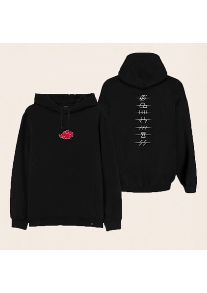Siyah Sırt Baskı Bulut Sweatshirt
