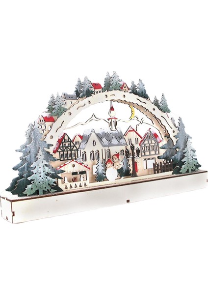 Ahşap Noel LED Köprü Işık ve Müzik Köyü Kitap Masaüstü Dekor (Yurt Dışından)