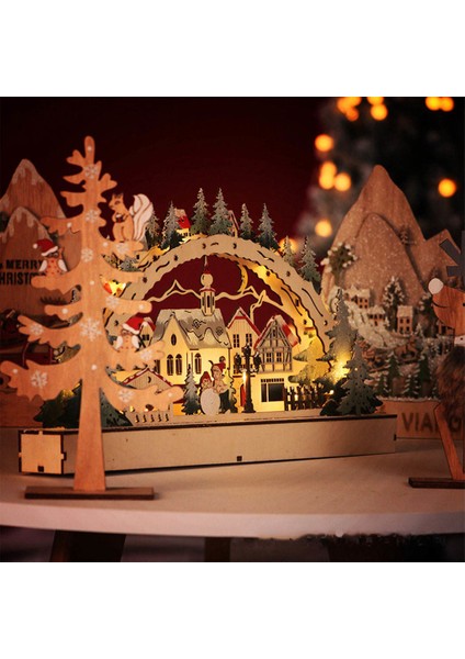 Ahşap Noel LED Köprü Işık ve Müzik Köyü Kitap Masaüstü Dekor (Yurt Dışından)