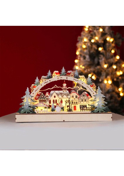 Ahşap Noel LED Köprü Işık ve Müzik Köyü Kitap Masaüstü Dekor (Yurt Dışından)