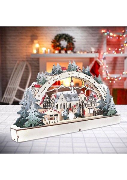Ahşap Noel LED Köprü Işık ve Müzik Köyü Kitap Masaüstü Dekor (Yurt Dışından)