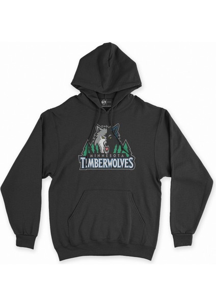 Cix Mavi Minnesota Timberwolves Siyah Kapşonlu Sweatshirt Hoodie