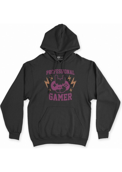 Cix Mor Professional Gamer Siyah Kapşonlu Sweatshirt Hoodie