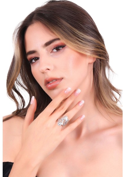 Kadın Antik Gümüş Kaplama Ayarlanabilir Dolama Formlu Bohem Yüzük modelleri